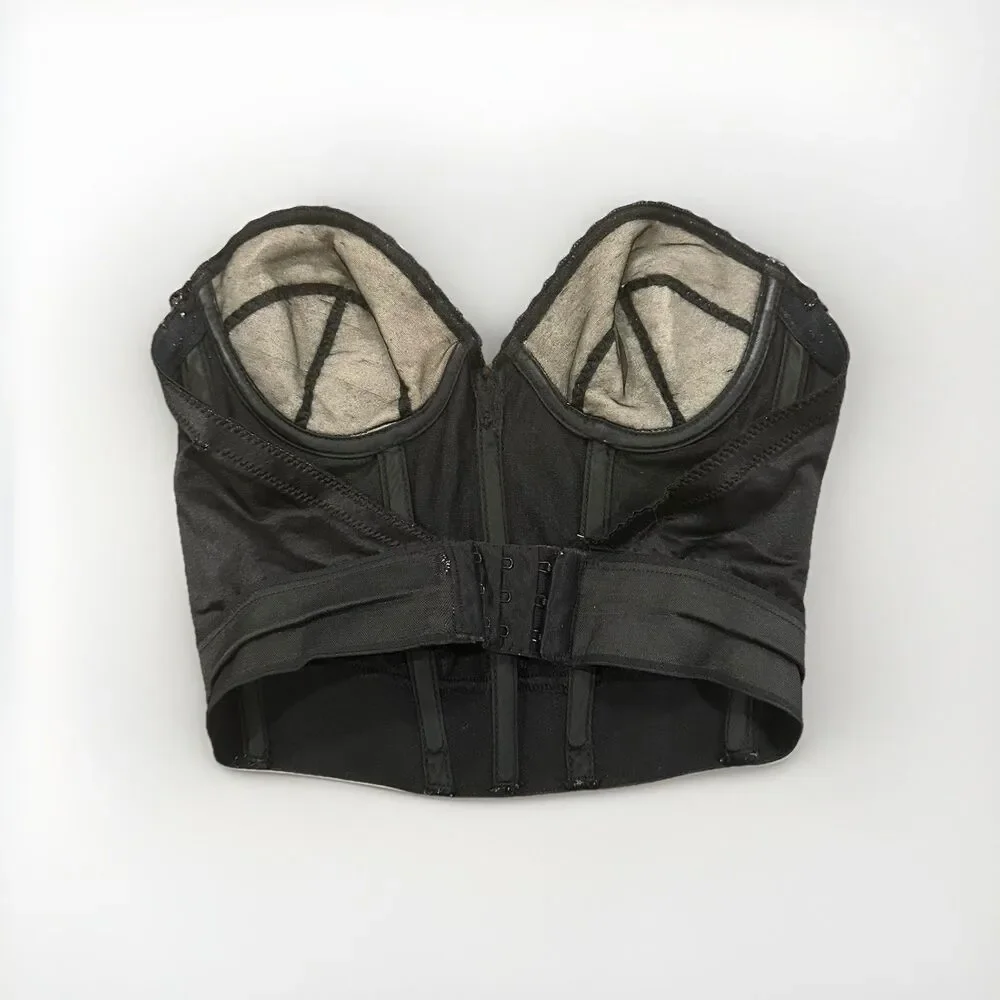 Vintage Victoria's Secret Black Strapless Bustier Bra Top 34A Lingerie Style 462